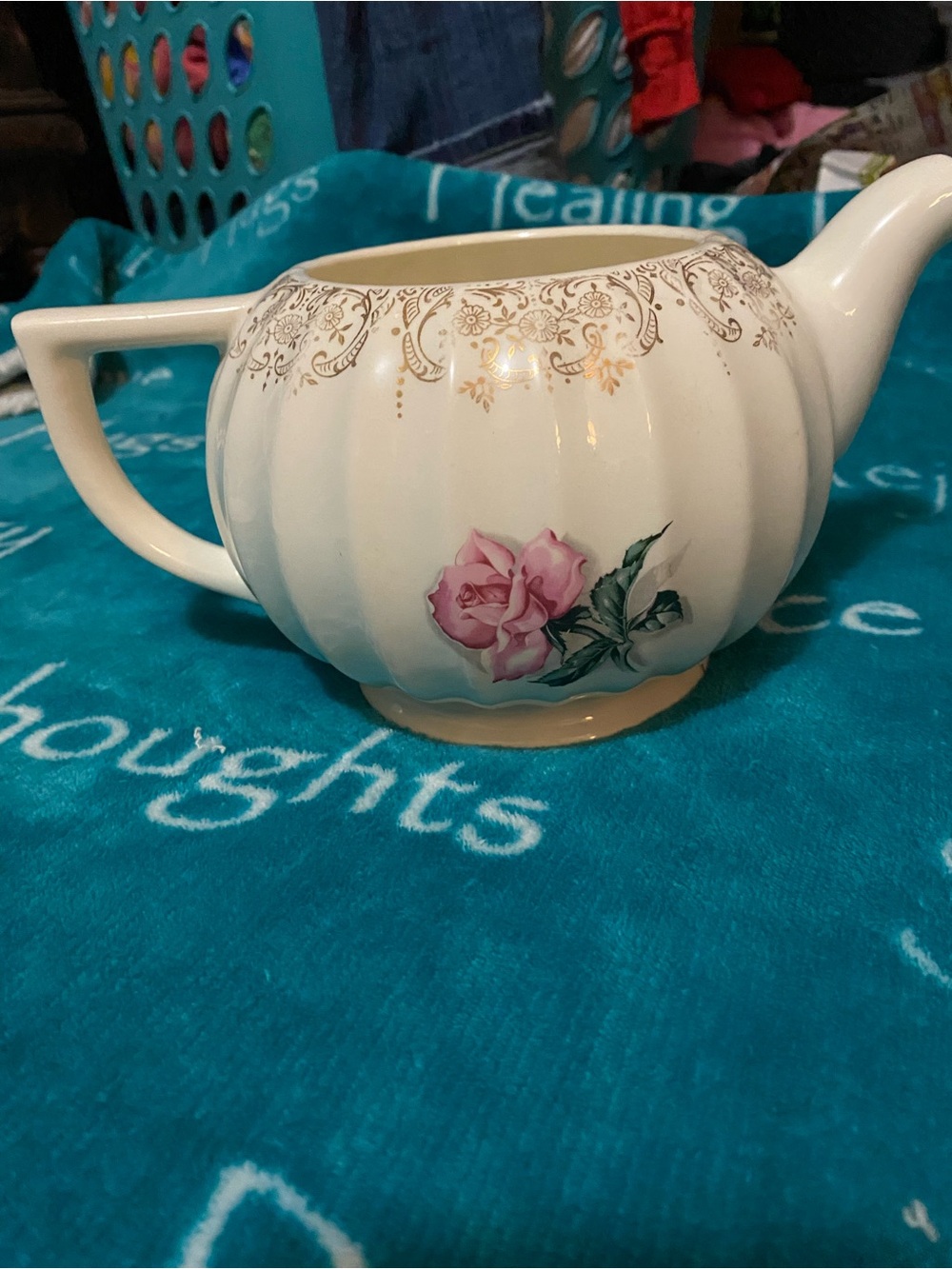 Floral White Pink Teapot